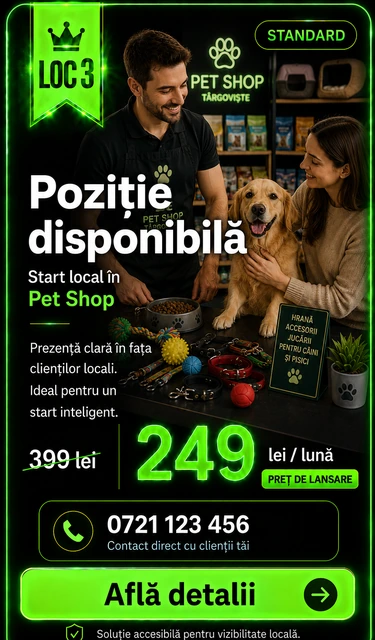 Loc 3 Standard Pet Shop Târgoviște - Poziție disponibilă, 249 lei pe lună
