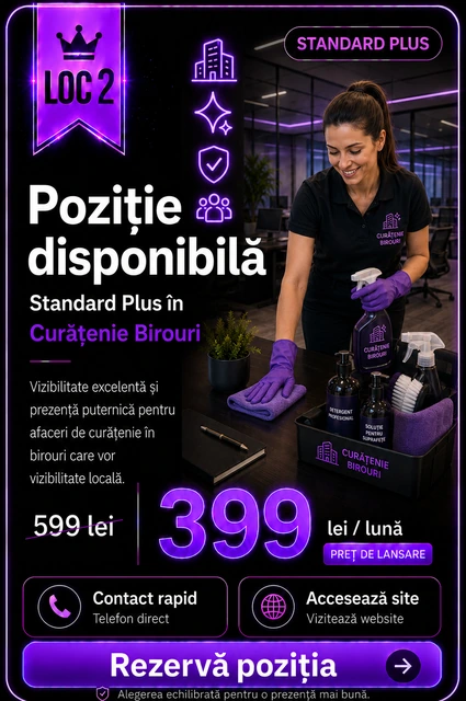 Loc 2 Standard Plus Curățenie Birouri Târgoviște - Poziție disponibilă, 399 lei pe lună