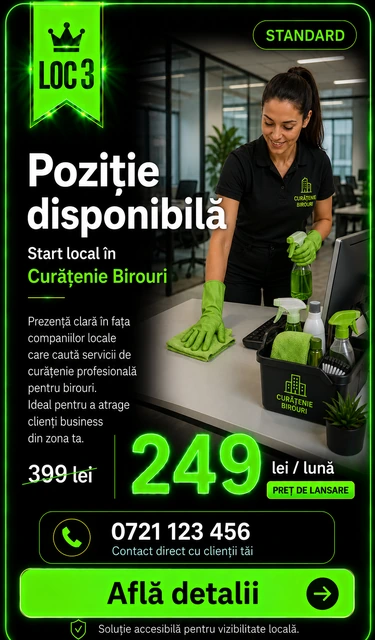 Loc 3 Standard Curățenie Birouri Târgoviște - Poziție disponibilă, 249 lei pe lună