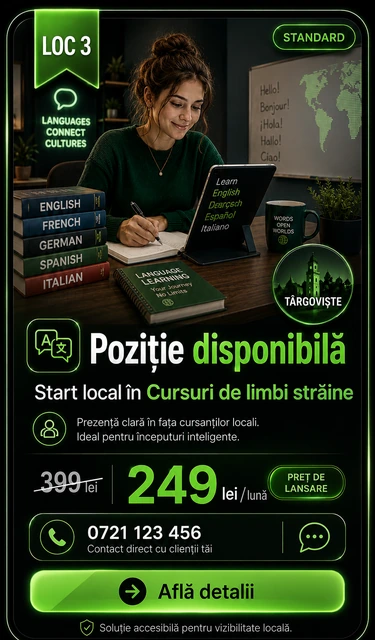 Loc 3 Standard Cursuri de limbi străine Târgoviște - Poziție disponibilă, 249 lei pe lună