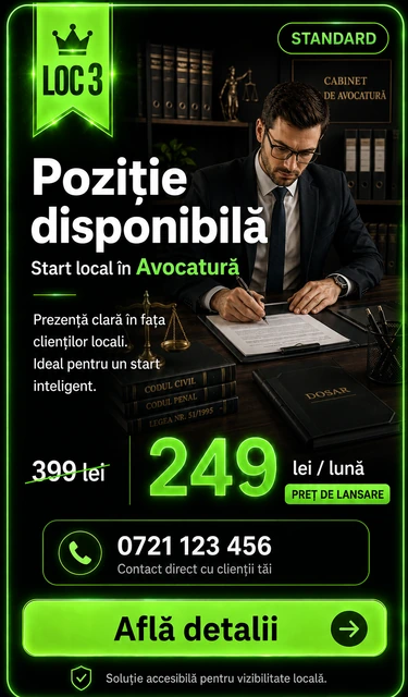 Loc 3 Standard Avocatură Târgoviște - Poziție disponibilă, 249 lei pe lună