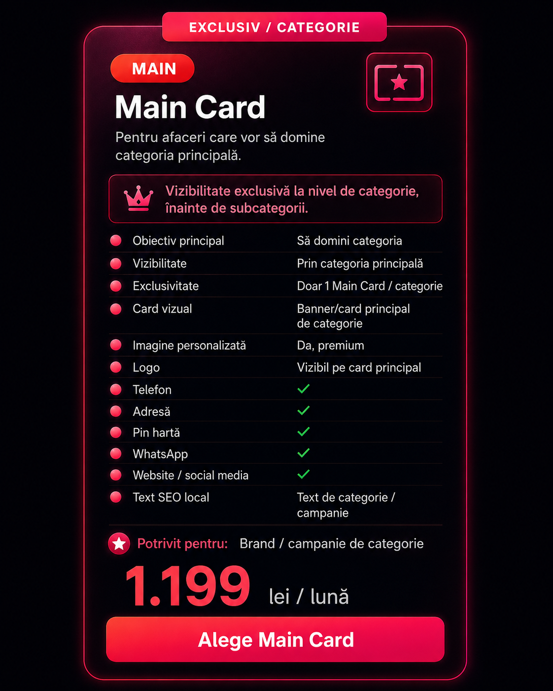Pachet Main Card - Exclusiv categorie