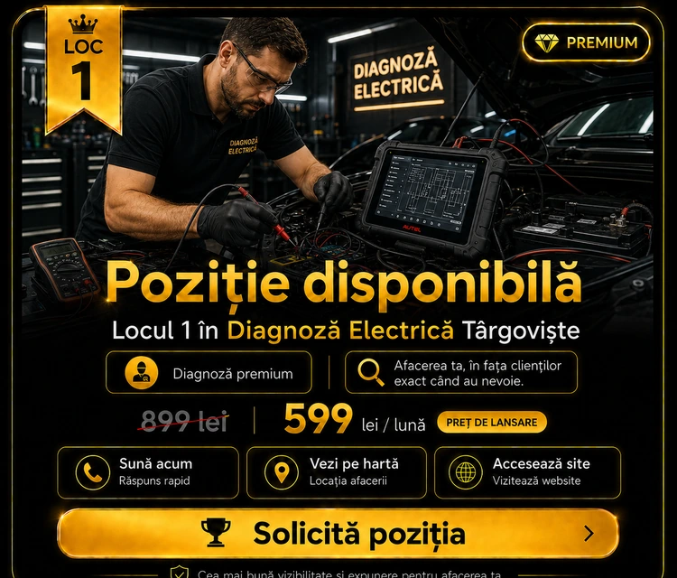 Loc 1 Premium Diagnoză Electrică Târgoviște - Poziție disponibilă, 599 lei pe lună
